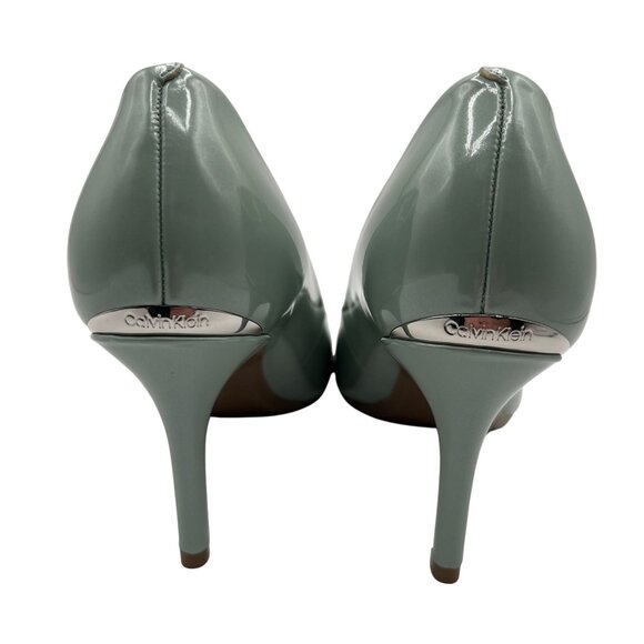 Calvin Klein Gayle Womens 7 Patent Leather Aqua Pointed Toe Dress Pump Timeless - Picture 3 of 16